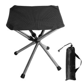 Foldable Camping Stool Retractable Portable Folding Chair Easy Setup Lightweight Backpacking Stool Carry Bag Fishing Camping Hiking BBQ (Color: Black)